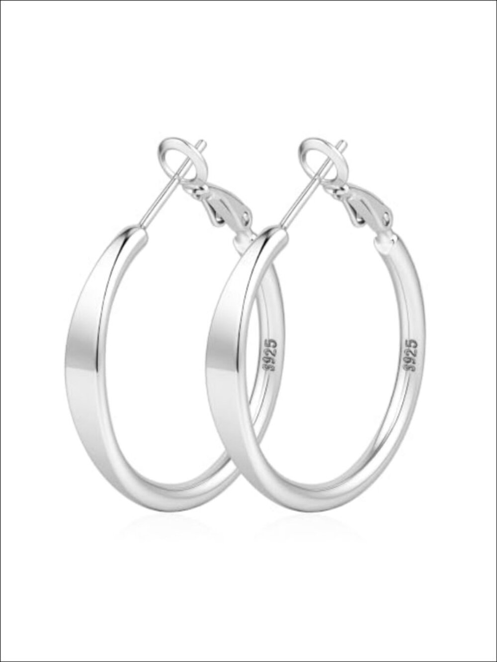 S925 Sterling Silver Hoop Earrings Hypoallergenic Lightweight Snap Back